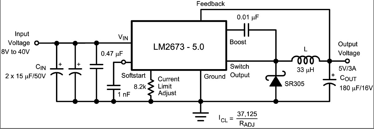 LM2673 -5V 3A Switching Voltage Regulator – Electronic projects circuits