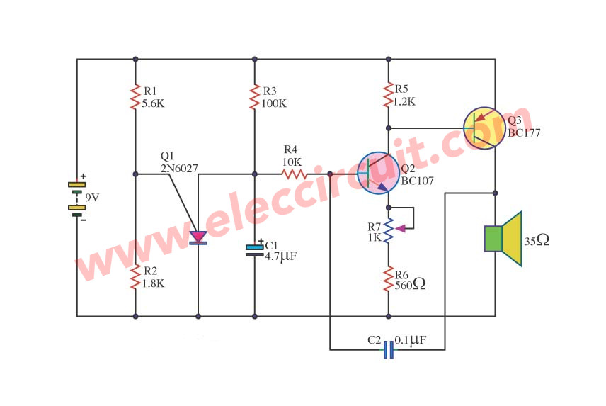 Cct Diagram Of High Sound Metronome - Simple Warble Tone Generator Circuit - Cct Diagram Of High Sound Metronome