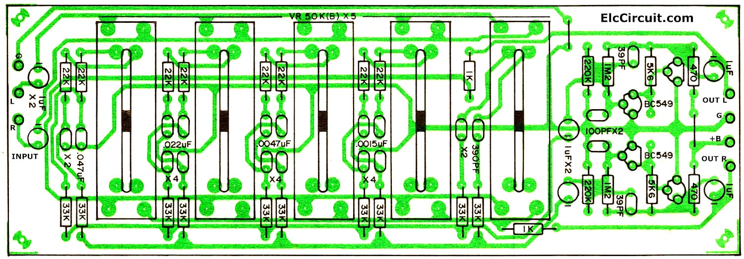 Graphic equalizer circuit using transistors