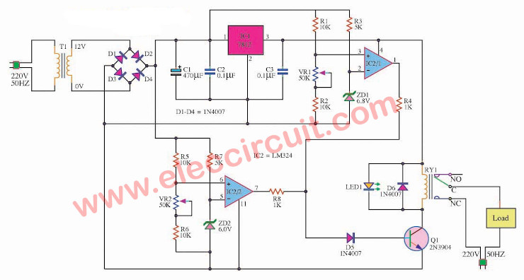 Over & Under Voltage protection circuit - ElecCircuit.com