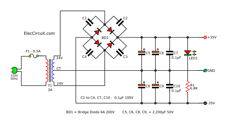 Amplifier Circuit Diagram 100v Ov 100 - Power Supply Of Main Amplifier 50 Watt Ocl - Amplifier Circuit Diagram 100v Ov 100
