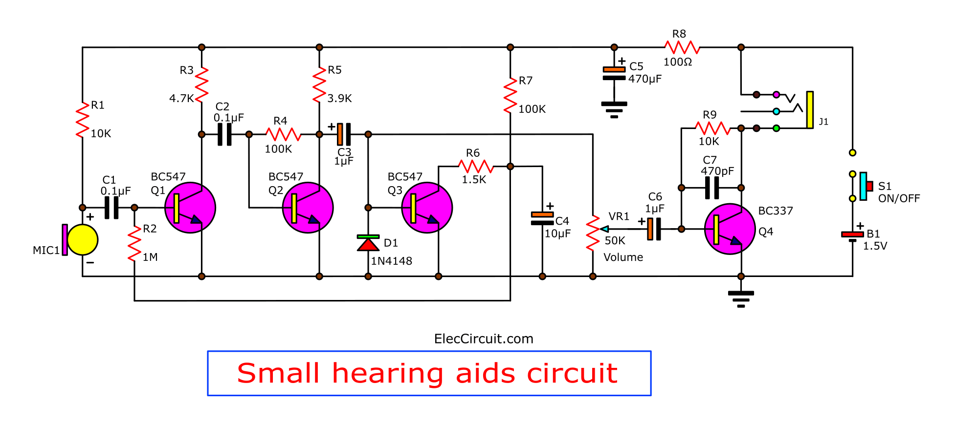 Hearing Aid Circuit Diagram - The Cheap Small H   earing Aids Project - Hearing Aid Circuit Diagram