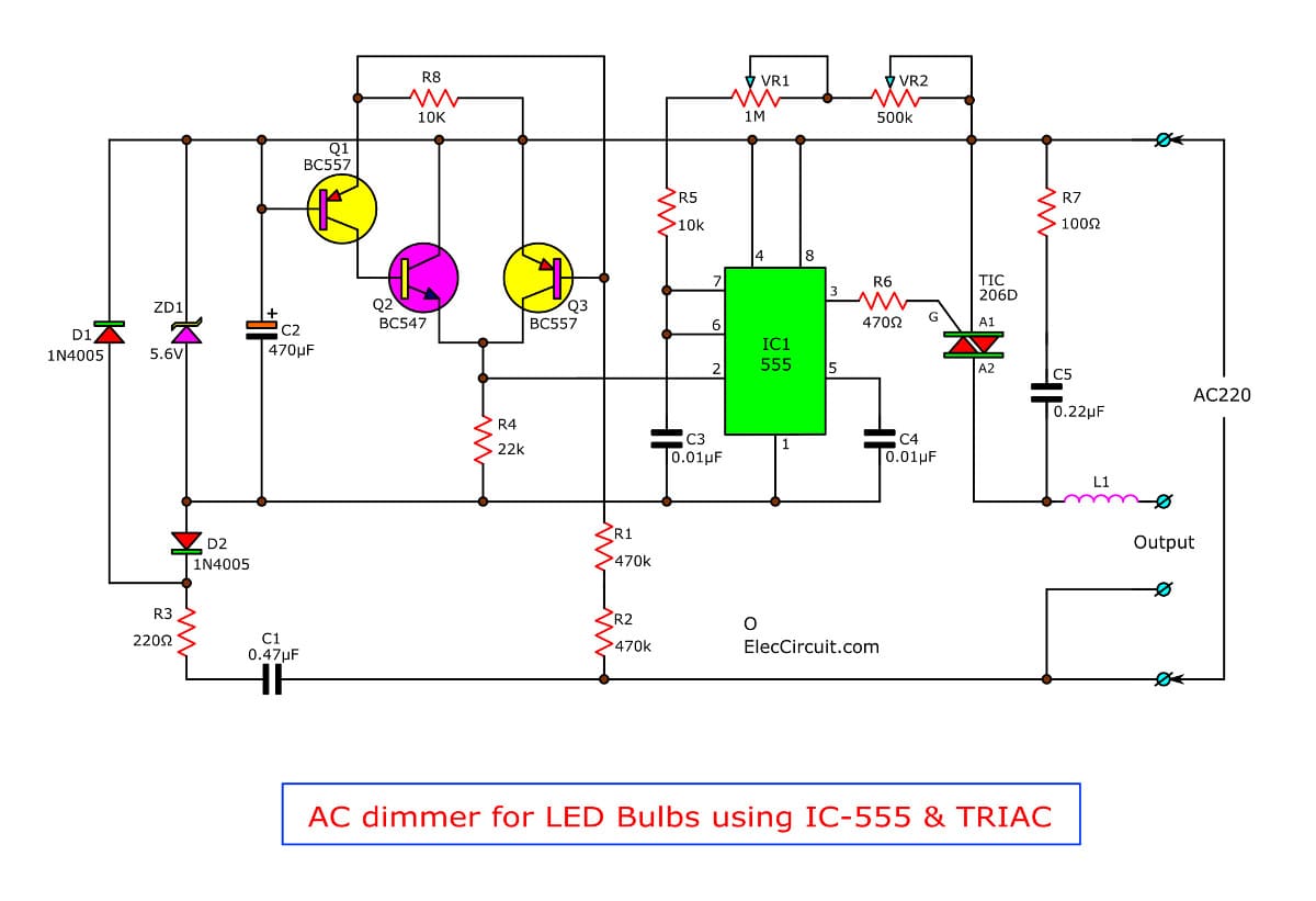 Super AC dimmer using IC-555& triac - Electronic projects ...