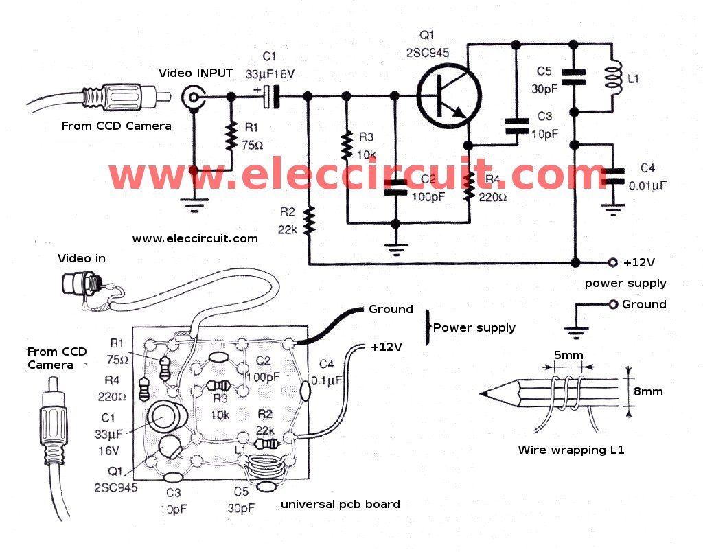 Figure 5 The Simple video VHF transmitter circuit