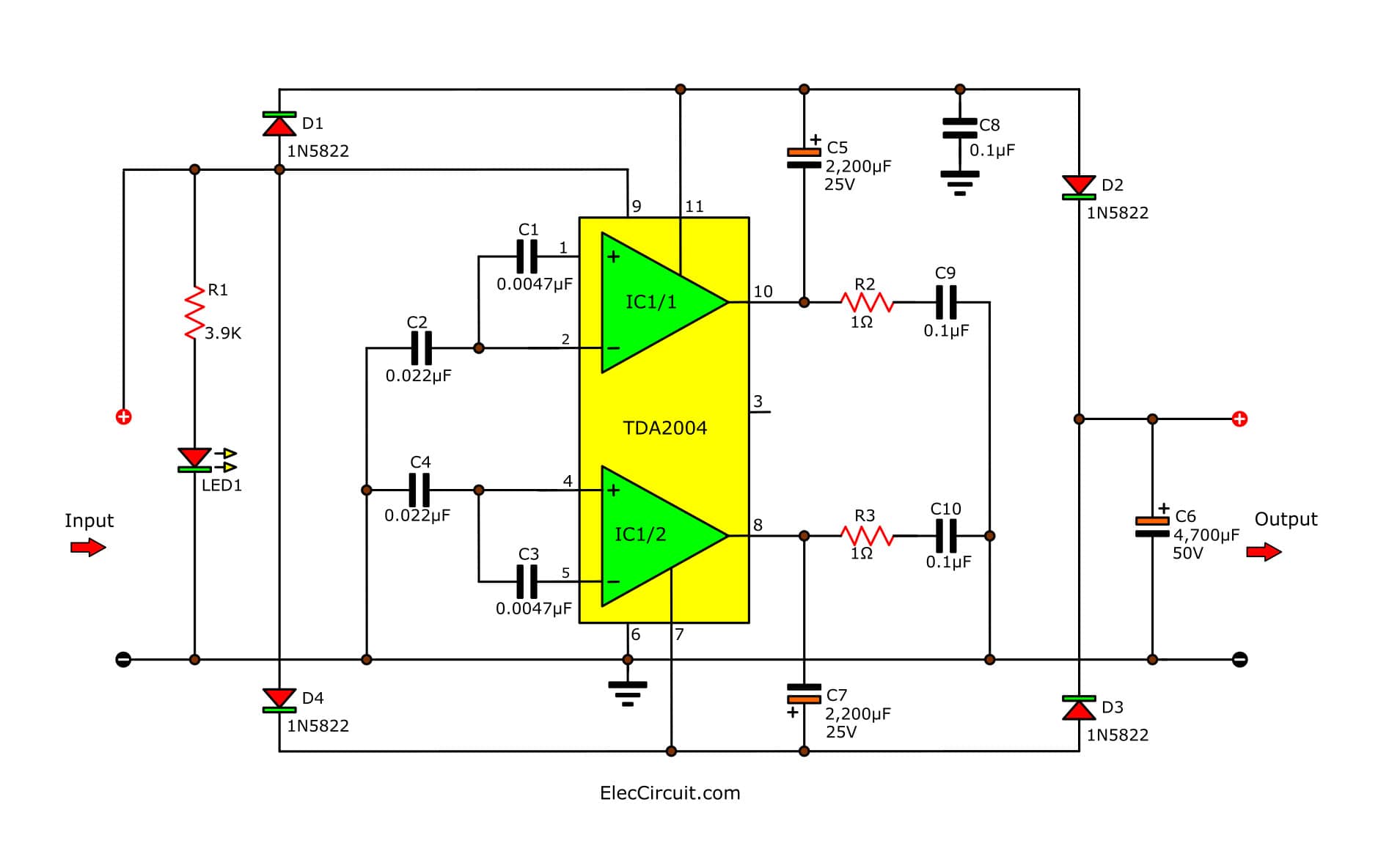 Simple Dc To Dc Boost Up Circuit - Circuit Diagram Of Dc To Dc Step Up Converter Using Tda2004 - Simple Dc To Dc Boost Up Circuit