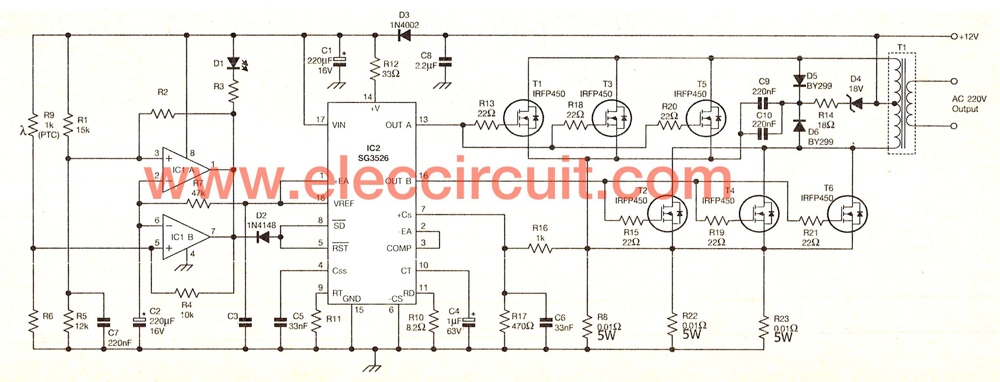 Mosfet Inverter Circuit Board - The Schematic Diagram Of This Projects - Mosfet Inverter Circuit Board