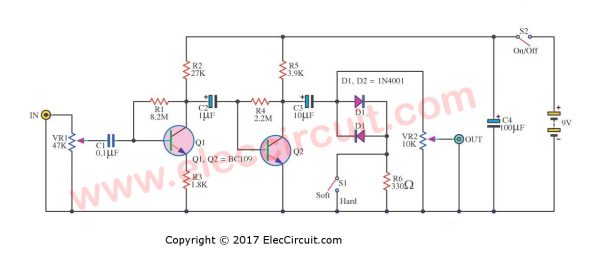 Clipping Amplifier circuit using BC109