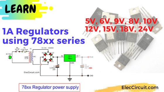 Fixed Regulator 5V,6V,9V,10V,12V 1A By IC 7805,7806,7809,7812