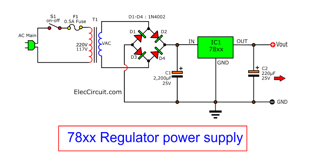 Voltage Regulator 4 Pin Regulator Rectifier Wiring Diagram from www.eleccircuit.com