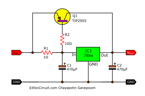 Boosting The Regulator Currents For Ic 78xx Eleccircuit Com