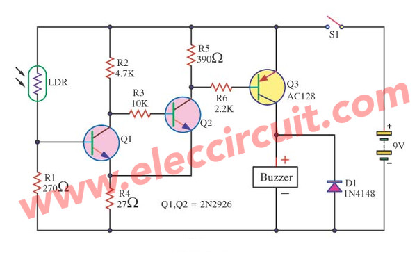 Light Sensitive Switching using LDR and 2N2926