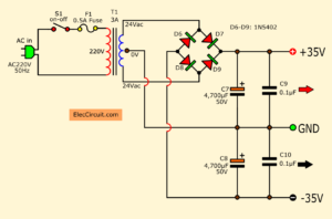 35V Dual power supply for amplifier