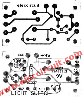 pcb-layouts-of-dayLight-sensor-switch Relay Switch using BC547 BC337