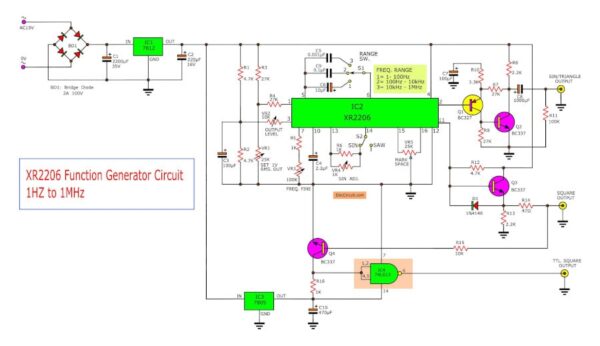 XR2206 function generator circuit