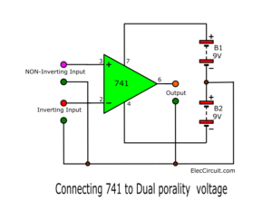 Connecting 741 op-amps to the 9V dual supply