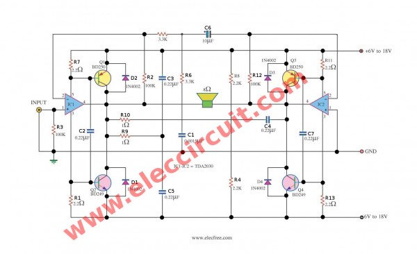 Schematic-diagram of-power-amp-super-bridge-120w-by-ic-tda2030