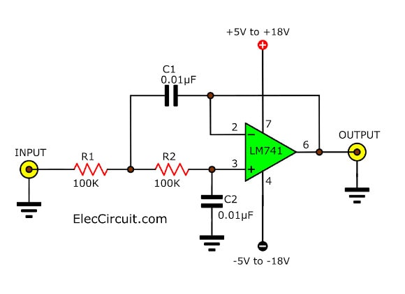 Low Pass Active Filter by LM741