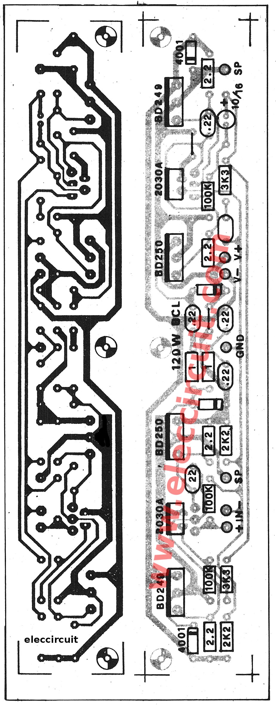 TDA2030 subwoofer amplifier circuit - ElecCircuit.com