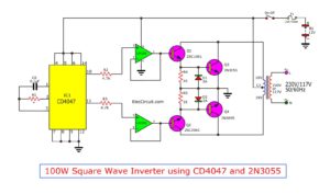4 CD4047 Inverter circuits 60W-100W 12V to 220VAC | ElecCircuit