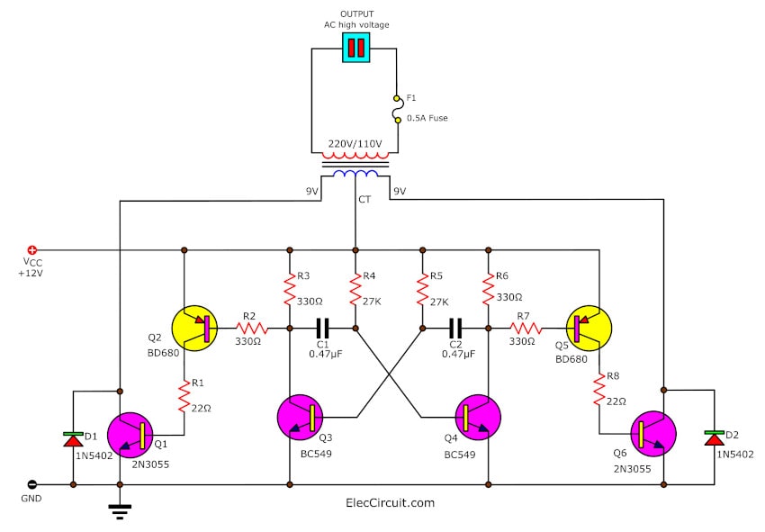 12v-to-220v-inverter-180w-by-2n3055