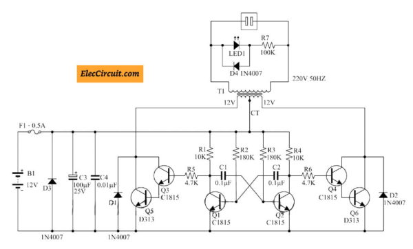 mini dc to ac converter using transistor