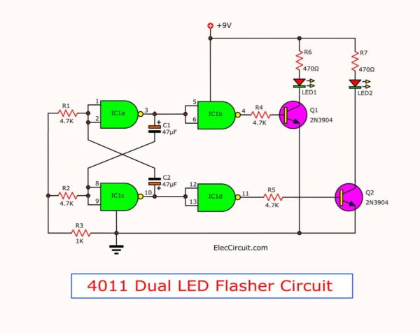 4011 Dual LED flasher