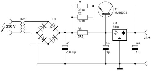 10A DC Supply FIX Regulated by IC 78XX and MJ15004