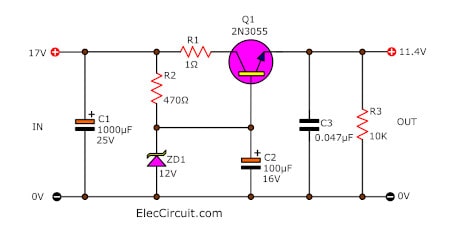 voltage regulator using 2N3055