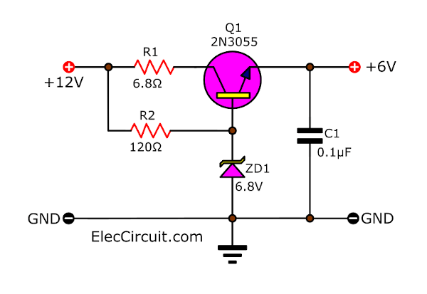 6V DC regulator using Zener transistor