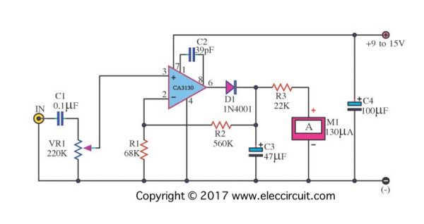 Peak Reading VU-meter by CA3130