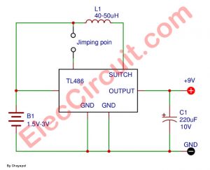 Small DC to DC converter 1.5V or 3V to 9V by TL496