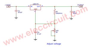 Low noise variable power supply using LM317,1.25V to 10VDC