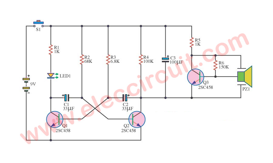 Simple sound effects circuits Circuit Diagram
