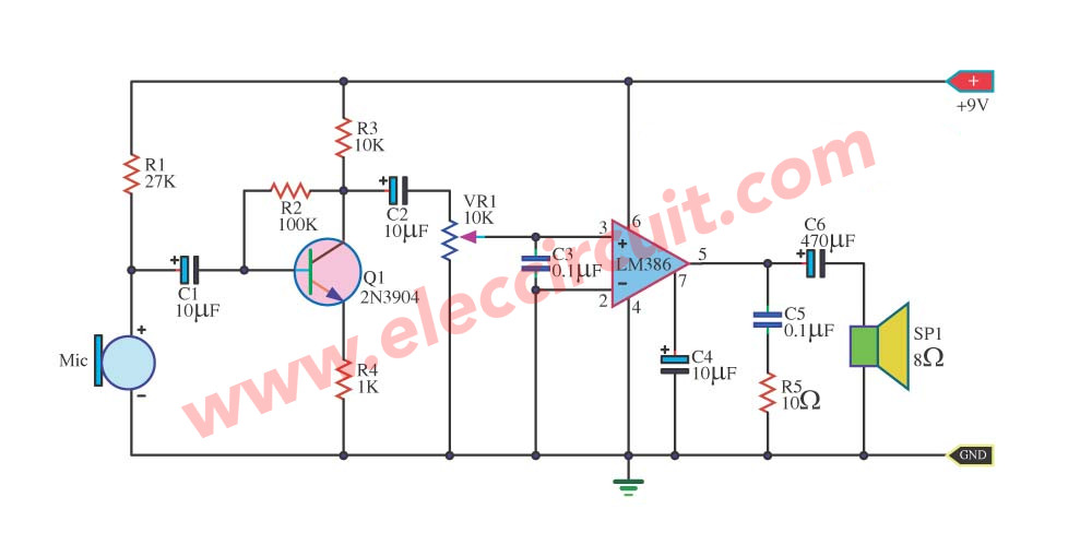 Pre-mic-audio-amplifier-with-ic-LM386