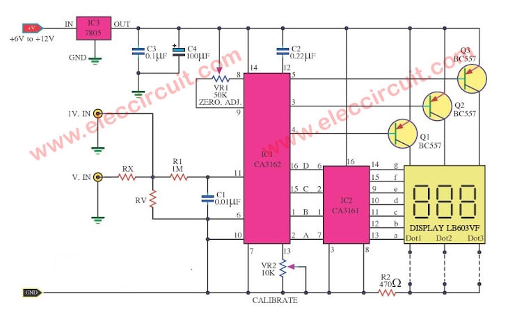 CA3162 and CA3161 old digital voltmeter circuit diagram