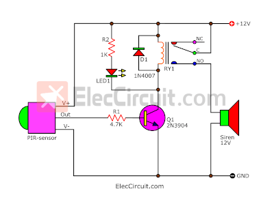 PIR. motion sensor alarm circuit