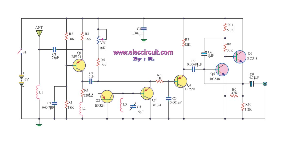 FM receiver circuit with PCB - Simple circuit 