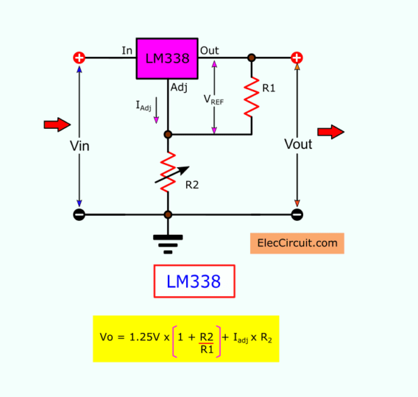 LM338 Basic circuit Voltage Calculator