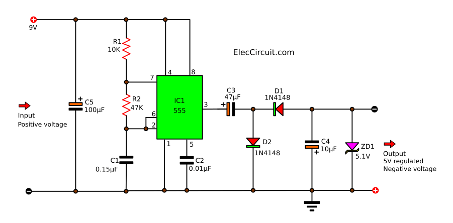 -5V Negative converter from 9V battery