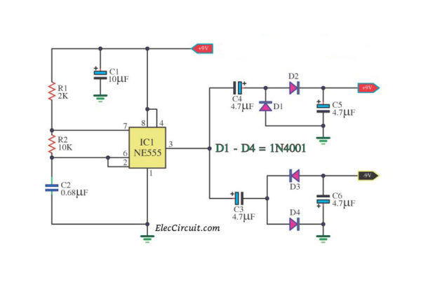 Dual power supply from Single supply using 555