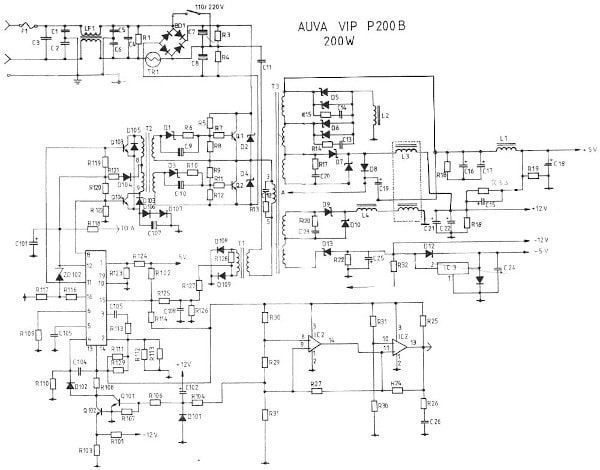 200W PC power supply 110V 220V using TL494