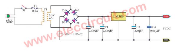 5 volt regulator using LM309