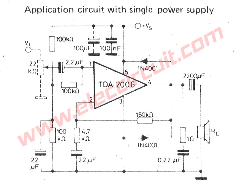 TDA2006 Audio Power Amplifier Circuit,OTL 12W with Single power supply