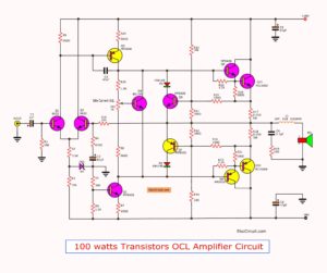 100w amplifier circuit with PCB - Electronic Projects