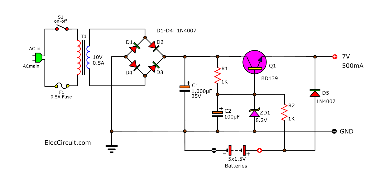Simple Ups Circuit Diagram Eleccircuit Com