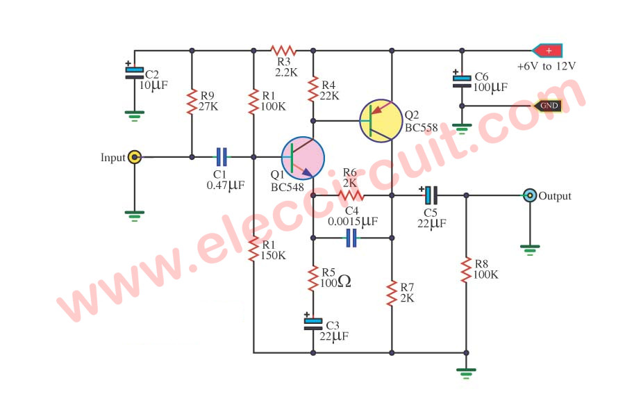 4 Preamplifier circuits using transistors - Eleccircuit.com