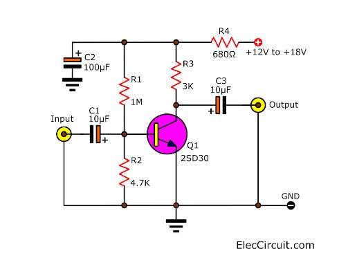 Pre Amplifiers circuit Diagram using Transistor