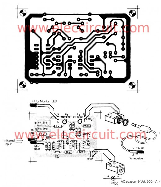 pcb-of-diy-infrared-remote-extender-circuits
