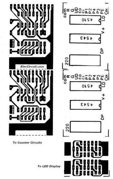 PCB layout universal digital counter