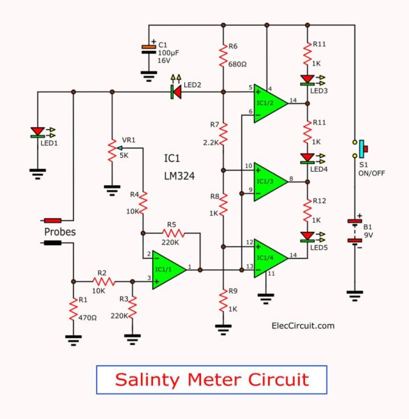 salinity tester meter circuit